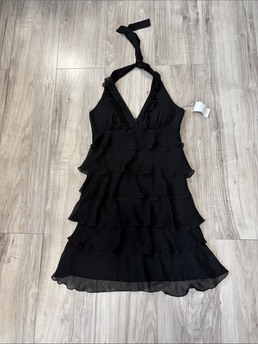 Black Halter Ruffle Mini Dress - Women